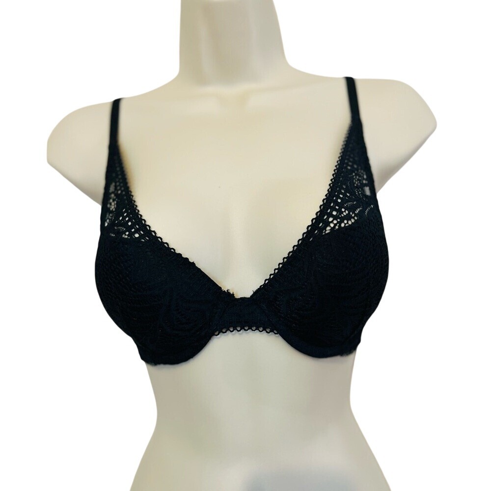 Auden Push‎ Up Plunge Coverage, Underwire Bra, Color Black Lace, Size 32A, NWOT